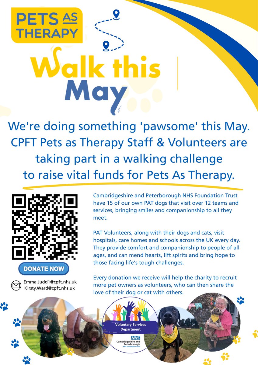 CPFT Volunteers (@cpftvolunteers) on Twitter photo CPFT Voluntary Services Staff and Volunteers are raising money for <a href="/PetsAsTherapyUK/">Pets As Therapy</a> representing CPFT, we will be walking 100km throughout May and would value any donations / sponsors. Visit our giving page to check out our progress🐶 petsastherapy.enthuse.com/pf/emma-judd CPFT Voluntary Services Staff and Volunteers are raising money for <a href="/PetsAsTherapyUK/">Pets As Therapy</a> representing CPFT, we will be walking 100km throughout May and would value any donations / sponsors. Visit our giving page to check out our progress🐶 petsastherapy.enthuse.com/pf/emma-judd