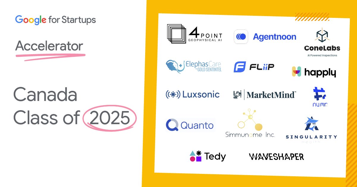 Félicitations aux 14 #startups 🇨🇦 sélectionnées pour l’accélérateur <a href="/GoogleStartups/">Google for Startups</a> : Canada 2025!
🎉 Pour en lire plus 👉 blog.google/intl/fr-ca/nou…