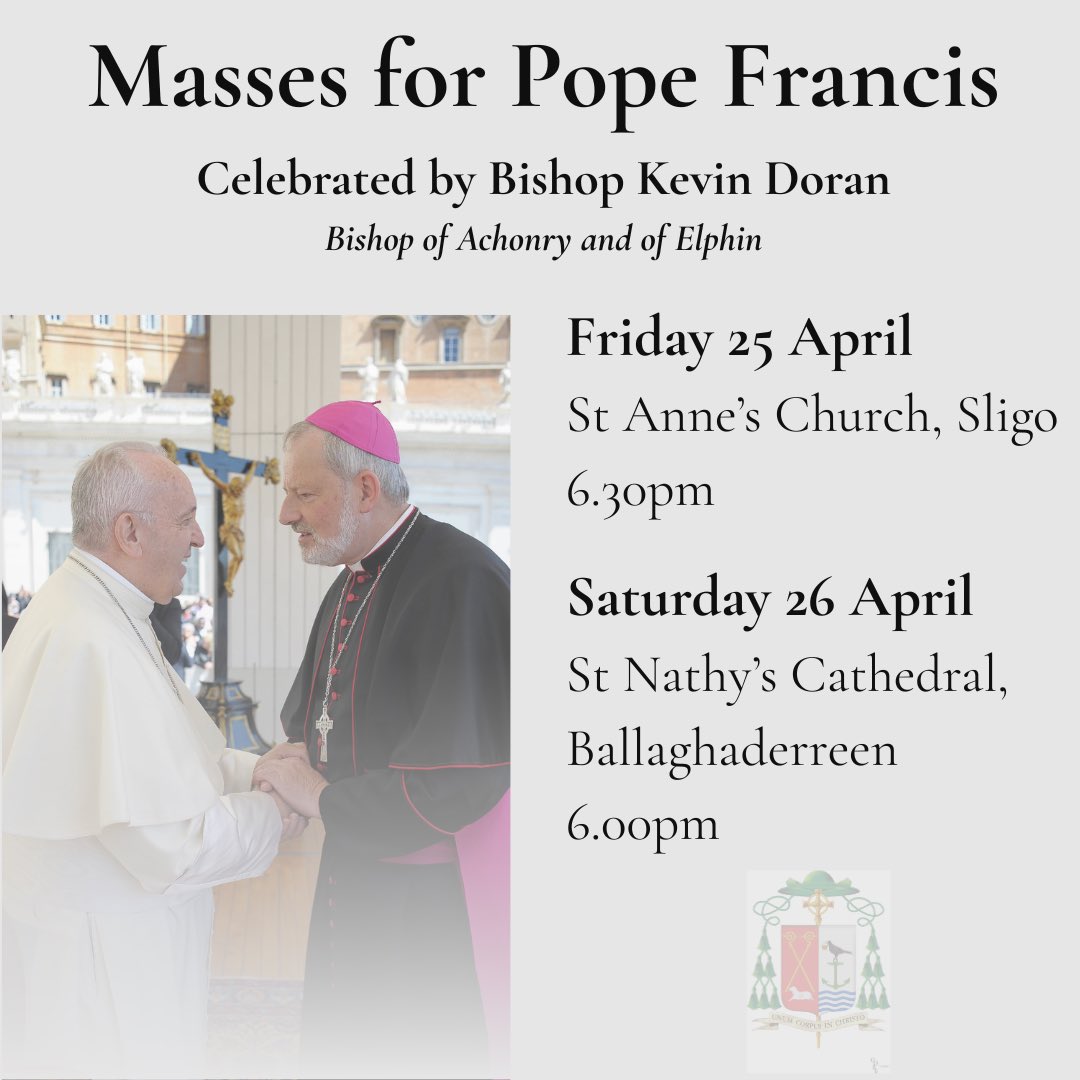 Arrangements for Diocesan Masses for Pope Francis RIP