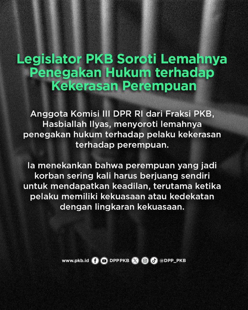 330.097 kasus kekerasan terhadap perempuan tercatat di 2024, namun banyak korban yang harus berjuang sendiri melawan ketidakadilan.

Legislator PKB, Hasbiallah Ilyas, menyoroti lemahnya penegakan hukum, terutama ketika pelaku punya kuasa atau kedekatan dengan kekuasaan.