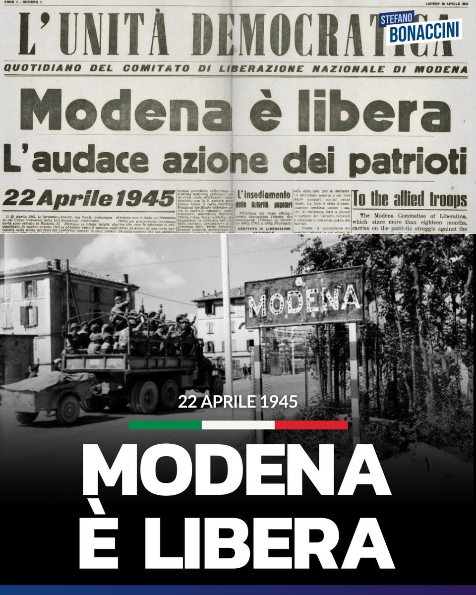 22 aprile 1945. Modena liberata dai patrioti 🇮🇹

Quelli veri, quelli giusti: i Partigiani, che insieme agli Alleati, cacciarono i nazifascisti e ridiedero dignità all’Italia restituendoci la libertà, la pace, la democrazia.

Antifascisti, sempre.
