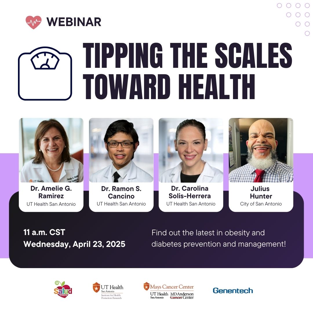 UT Health San Antonio Research (@uthsaresearch) on Twitter photo Last call to register for tomorrow’s 11 a.m. CT webinar, “Tipping the Scales Toward Health,” presented by <a href="/UTHealthSA/">UT Health San Antonio</a>, <a href="/SaludAmerica/">Salud America!</a>, @UTHealthSAMDA & <a href="/genentech/">Genentech</a>. bit.ly/scaleswebinar Last call to register for tomorrow’s 11 a.m. CT webinar, “Tipping the Scales Toward Health,” presented by <a href="/UTHealthSA/">UT Health San Antonio</a>, <a href="/SaludAmerica/">Salud America!</a>, @UTHealthSAMDA & <a href="/genentech/">Genentech</a>. bit.ly/scaleswebinar