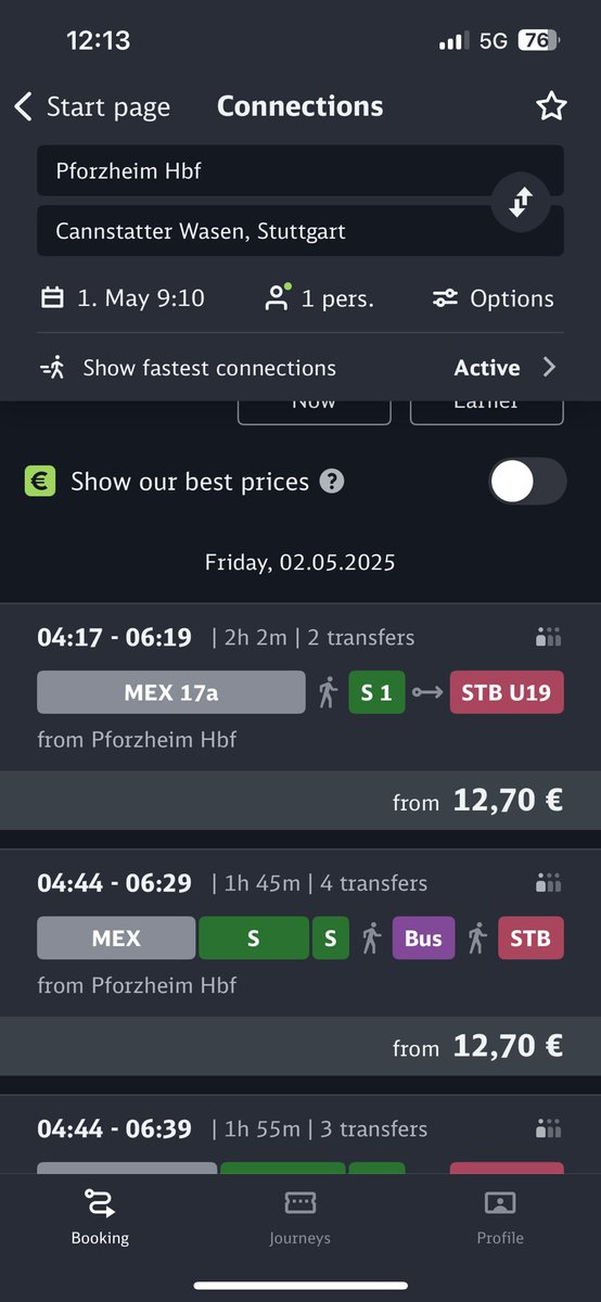 Hallo <a href="/DB_Bahn/">Deutsche Bahn Personenverkehr</a> wieso bekomme ich nur Fahrten für den 02.05 angezeigt wenn ich nach dem 01.05 suche
