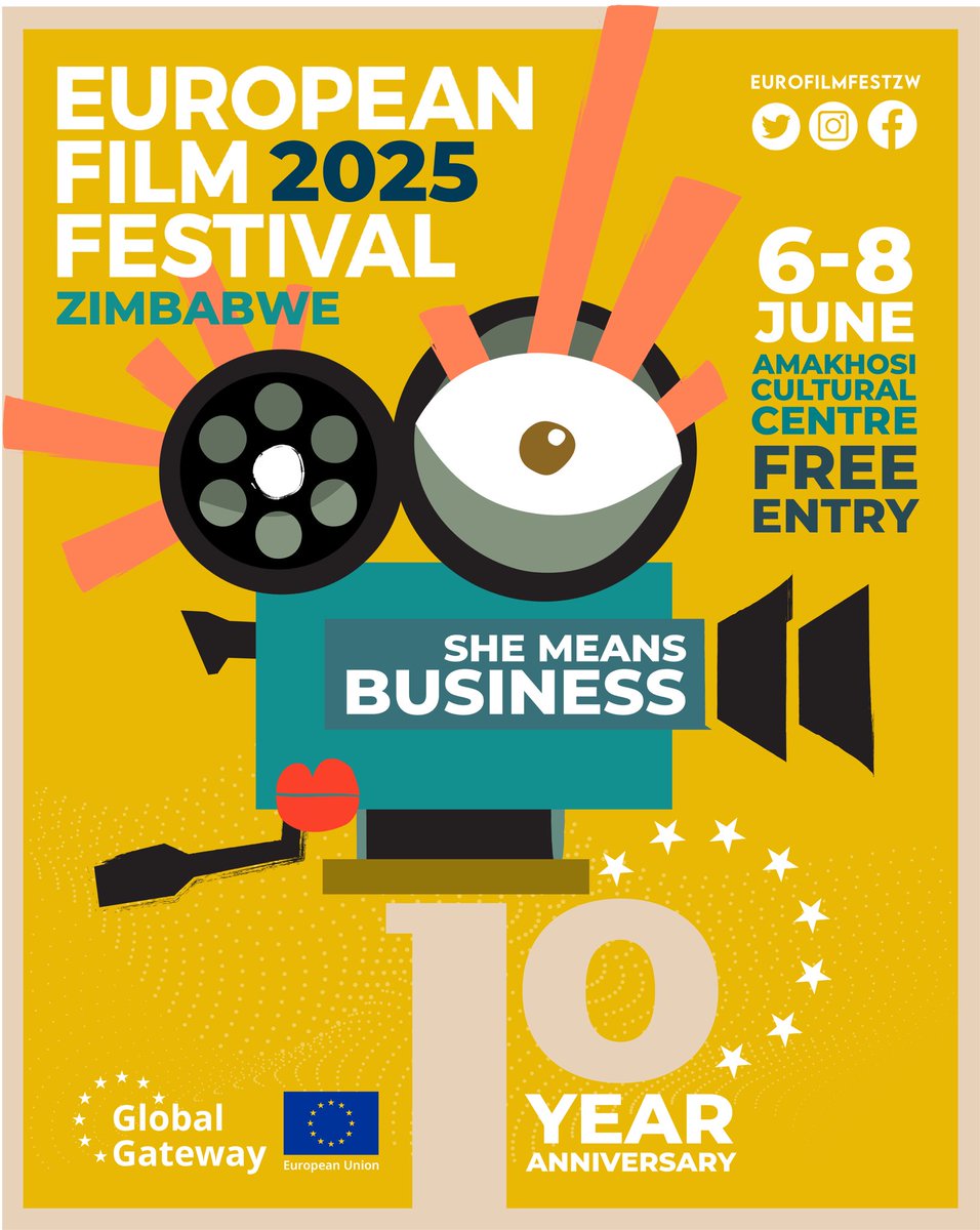🥁 🥁 🥳 🥳 BULAWAYO, ARE YOU READY!!!!

The #EuroFilmFestZW rolls into the City of Kings &amp; Queens from the 6th to the 8th of June 2025!! 

🎉 We are celebrating 10 years of the European Film Festival in a BRAND NEW LOCATION : the iconic Amakhosi Cultural Centre!

SAVE THE DATES!