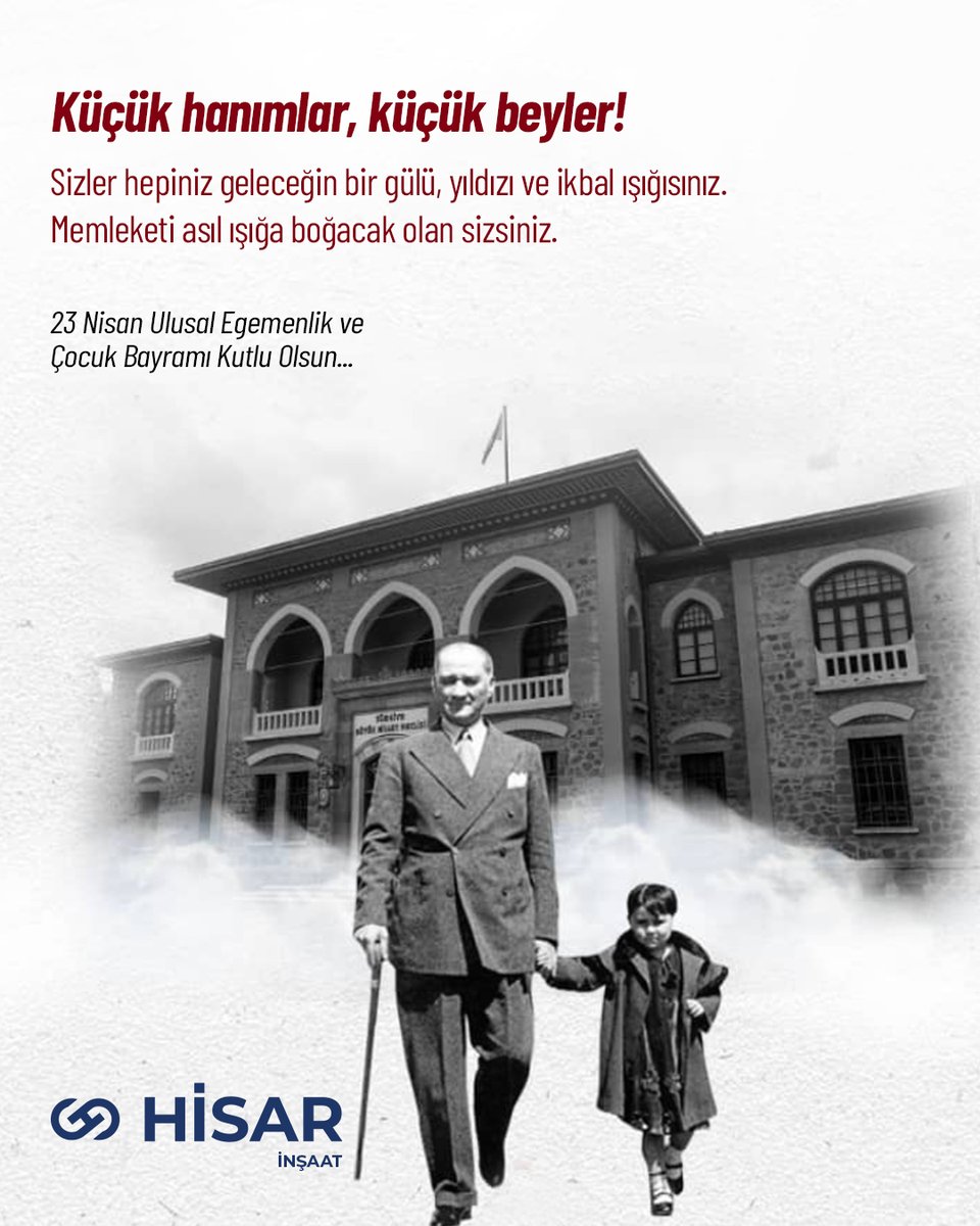 hisargrup's tweet photo. Küçük hanımlar, küçük beyler!
Sizler hepiniz geleceğin bir gülü, yıldızı ve ikbal ışığısınız. Memleketi asıl ışığa boğacak olan sizsiniz.
23 Nisan Ulusal Egemenlik ve Çocuk Bayramı Kutlu Olsun...

#Hisar #Hisarİnşaat #23nisankutluolsun #UlusalEgemenlik #ÇocukBayramı https://t.co/H3RN195ApT