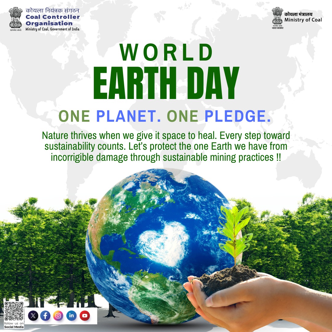 One Planet. One Pledge.
This Earth Day, let’s commit to healing our planet through sustainable actions and mindful practices. Every step counts. Together, we can protect what we all share.
#CCO #EarthDay2025 #SustainableFuture #OneEarth #GreenMinds #MinistryOfCoal