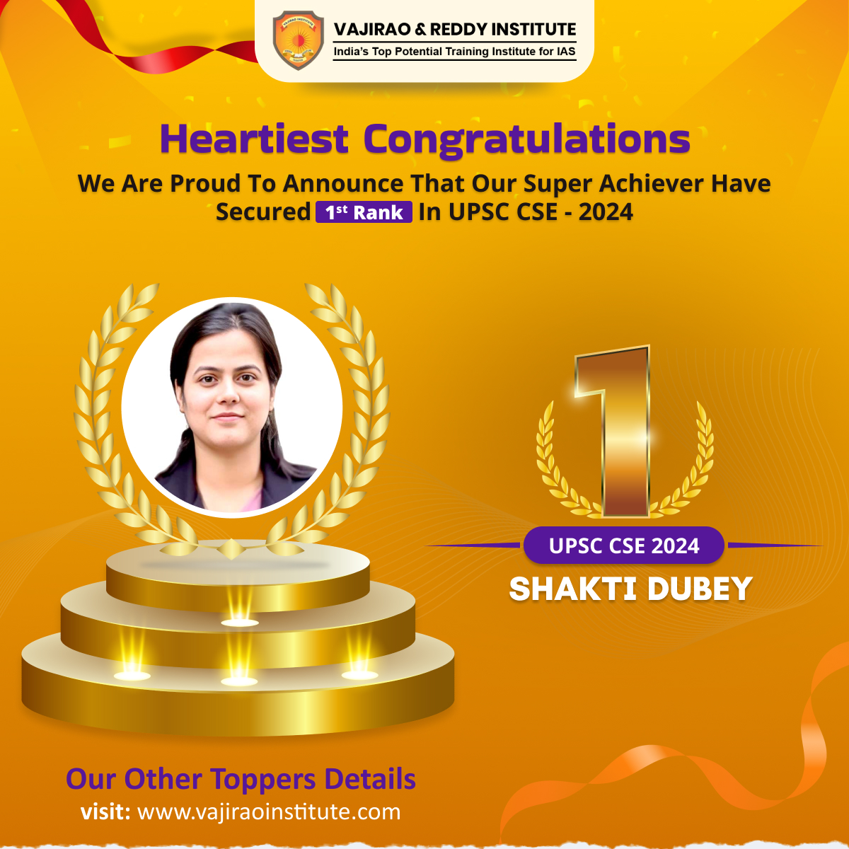 Vajiraoandreddy's tweet image. Meet the Minds Who Made It!

Shakti Dubey UPSC CSE 2024,  AIR 01

The Union Public Service Commission (UPSC) has declared the final result of the Civil Services Examination 2024. 

#shaktidubey #iastopper2024 #iasmockinterview #shaktidubeyupsctopper #shaktidubeyupsc2024