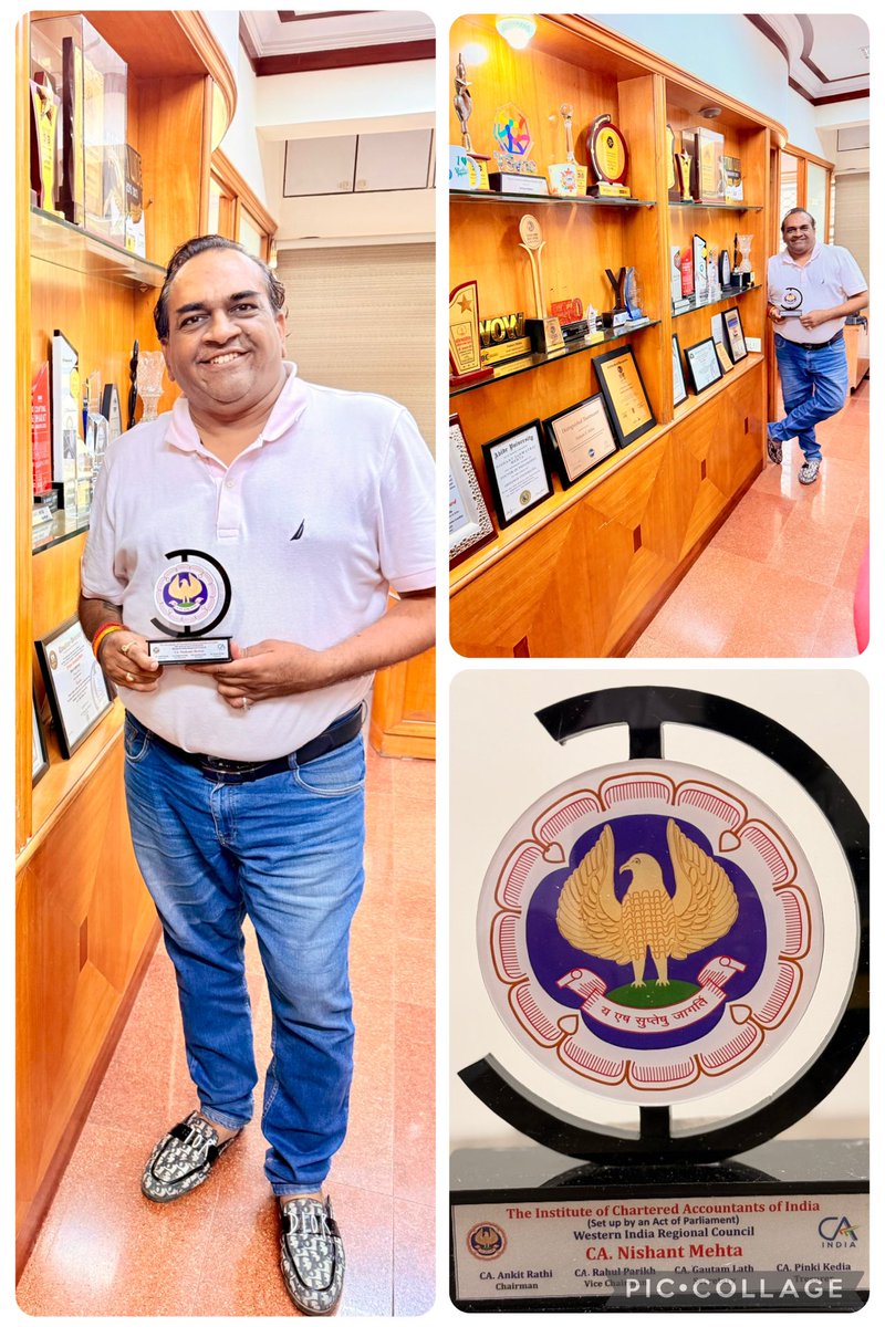 Nishant Mehta (@nishantt_mehta) on Twitter photo Humbled to be recognised by <a href="/theicai/">Institute of Chartered Accountants of India - ICAI</a> WIRC!
Each award on this wall is a reminder: Stay driven. Stay grounded.
Onward and upward.
#ICAI #WIRC #NishantMehta #FinanceLeadership #CACommunity #Gratitude Humbled to be recognised by <a href="/theicai/">Institute of Chartered Accountants of India - ICAI</a> WIRC!
Each award on this wall is a reminder: Stay driven. Stay grounded.
Onward and upward.
#ICAI #WIRC #NishantMehta #FinanceLeadership #CACommunity #Gratitude