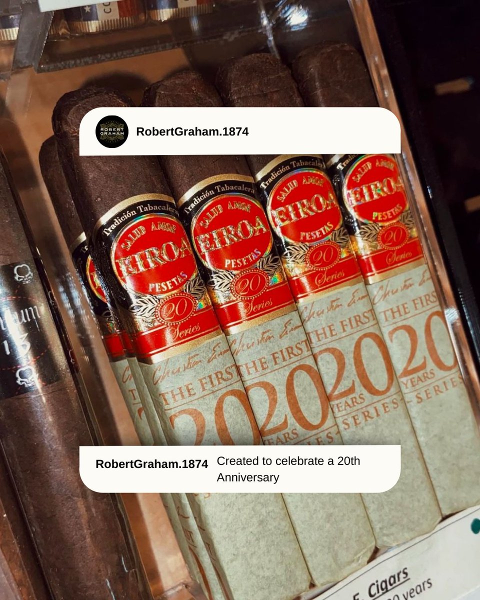 RGWhisky's tweet photo. The Eiroa The First 20 Years Maduro Robusto is a bold Honduran classic—packed with deep cocoa, espresso &amp; spice. A true connoisseur’s smoke.

Available now → instore and online

#EiroaCigars #MaduroMagic #CigarLovers #RobertGraham1874 https://t.co/JARGrX3YIf