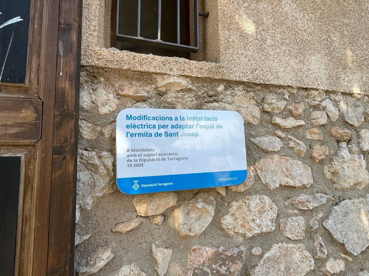 Ajuntament Montblanc (@ajmontblanc) on Twitter photo La <a href="/Dipta_cat/">Diputació de Tarragona</a> ha concedit a l'<a href="/ajmontblanc/">Ajuntament Montblanc</a> una subvenció per adaptar l’espai de l’ermita de Sant Josep per un import de 19.500,00€
Gràcies a aquesta subvenció s'ha pogut millorar la instal·lació elèctrica que estva molt obsoleta
#ImpulsDipta La <a href="/Dipta_cat/">Diputació de Tarragona</a> ha concedit a l'<a href="/ajmontblanc/">Ajuntament Montblanc</a> una subvenció per adaptar l’espai de l’ermita de Sant Josep per un import de 19.500,00€
Gràcies a aquesta subvenció s'ha pogut millorar la instal·lació elèctrica que estva molt obsoleta
#ImpulsDipta