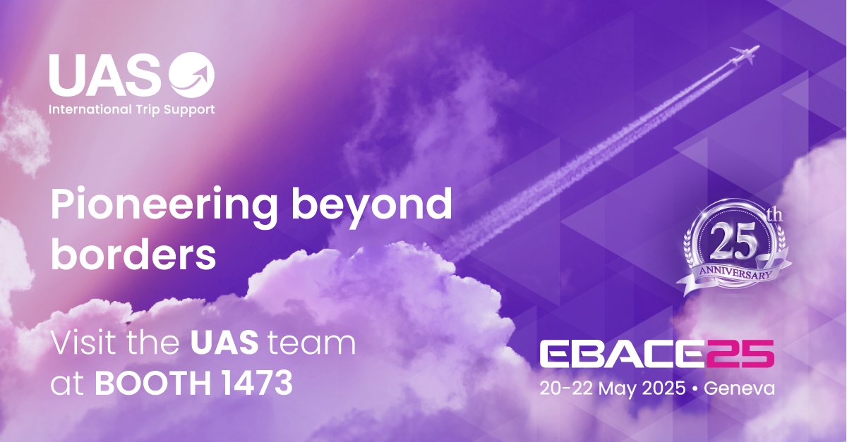 UAS_aero's tweet image. Geneva, we’re ready for takeoff! Are you? 🛫
EBACE 2025 is just around the corner, and the UAS team is gearing up for an unforgettable experience in the heart of Europe’s aviation scene!
Join us at booth 1473 and let’s explore how we can elevate your operations with greater…