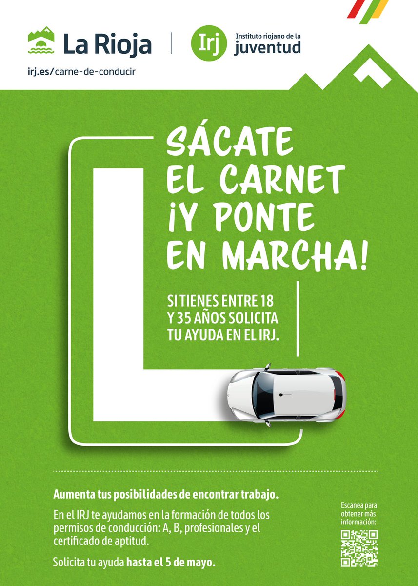 🚗🙋‍♂️𝙀𝙡 𝙂𝙤𝙗𝙞𝙚𝙧𝙣𝙤 𝙙𝙚 𝙇𝙖 𝙍𝙞𝙤𝙟𝙖, 𝙖 𝙩𝙧𝙖𝙫é𝙨 𝙙𝙚𝙡 𝙄𝙍𝙅, 𝙩𝙚 𝙖𝙮𝙪𝙙𝙖 𝙖 𝙨𝙖𝙘𝙖𝙧𝙩𝙚 𝙚𝙡 𝙘𝙖𝙧𝙣é 𝙙𝙚 𝙘𝙤𝙣𝙙𝙪𝙘𝙞𝙧.

🗓️Solicita tu ayuda antes del 5⃣ de mayo 

💁irj.es/ayudas-carne-d…