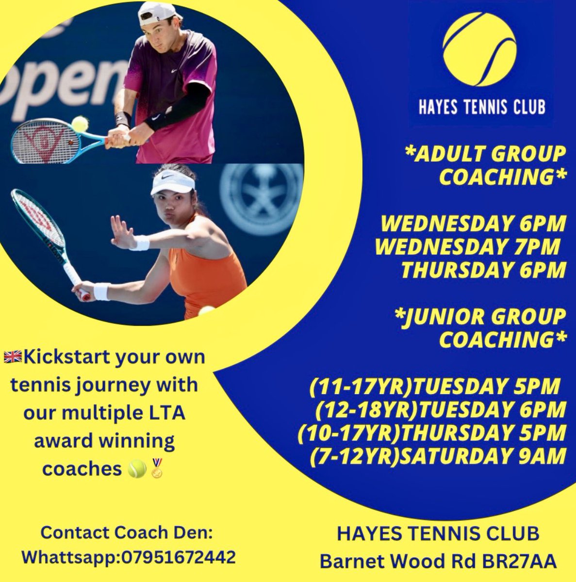 🎾Our Hayes Tennis Coaching values

🎾Put players first
🎾Take pride in what we do
🎾Respect others
🎾Be the best we can be
🎾Act with Integrity
🎾Develop players
🎾Fun environment
🎾Tennis before Padel!

📲07951672442 -Coach Den

<a href="/the_LTA/">LTA</a>