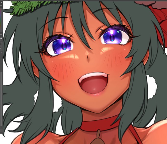 #アイスシ で販売予定のナターリアイラスト本に掲載する「ナターリア×原田美世×イヴ×聖」のイラストを製作中! 表紙作成、ページ構成、印刷所への発注、広告作成、まだやることいっぱいあるぞ・・・! #アイマス #デレマス #ナターリア #原田美世 #イヴ・サンタクロース #望月聖