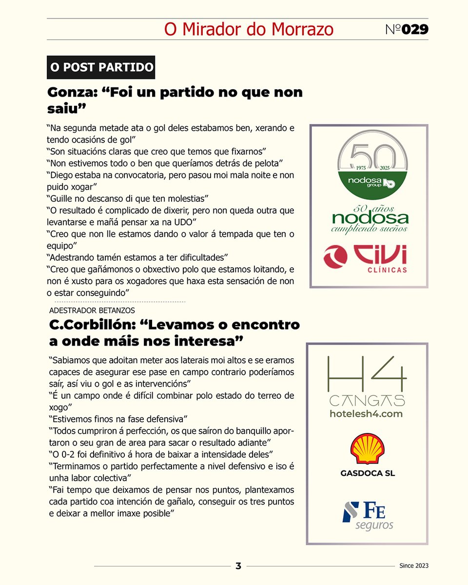 📰 O MIRADOR DO MORRAZO

O noso corresponsal Víctor Otero Bernárdez, tráenos a súa opinión sobre o partido do domingo no Morrazo.
