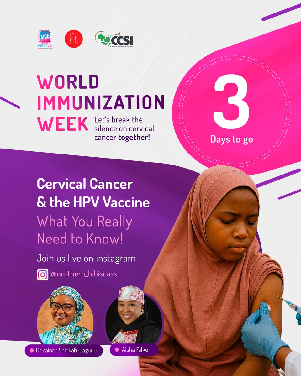 Zainab Shinkafi-Bagudu (@drzsb) on Twitter photo In honor of World Immunization Week, I’ll be joining <a href="/AishaFalke/">Aisha falke</a> on Instagram Live to break the silence on cervical cancer and spotlight the power of the HPV vaccine.
As two passionate advocates for health in Northern Nigeria, we’ll share insights, answer your questions, and In honor of World Immunization Week, I’ll be joining <a href="/AishaFalke/">Aisha falke</a> on Instagram Live to break the silence on cervical cancer and spotlight the power of the HPV vaccine.
As two passionate advocates for health in Northern Nigeria, we’ll share insights, answer your questions, and