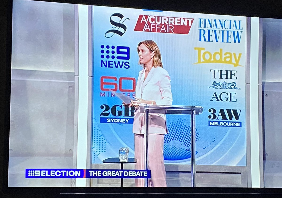 geoffderrick's tweet photo. I may be old fashioned but I thought that your income might be relevant in a cost of living election. Nevertheless NINE’s #GreatDebate runs for 75 minutes without a single question from the network’s panel of 4 in-house “journalists” about wages or workers’ rights. Why? https://t.co/6dZVRYOZWW