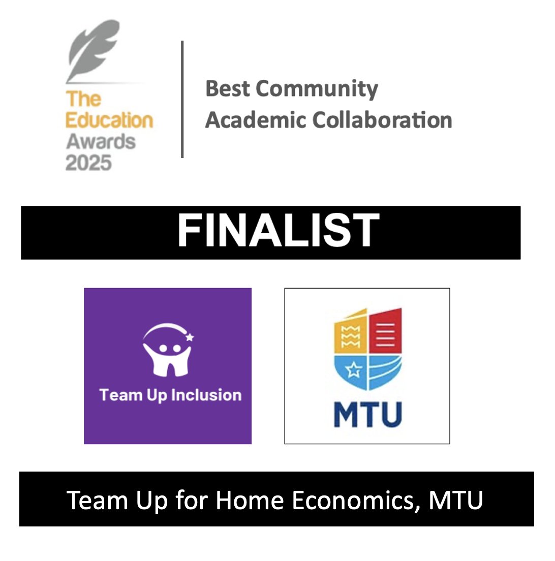 Team Up (@teamupinclusion) on Twitter photo The countdown to awards night is on โ just over two weeks to go! We're absolutely delighted and honoured to be shortlisted, alongside our amazing partners <a href="/TourismHospDept/">Tourism & Hospitality Department, MTU Cork Campus</a>, for an <a href="/EDUAwardsIRL/">Education Awards</a> in the category of "Best Community Academic Collaboration".
Our nomination The countdown to awards night is on โ just over two weeks to go! We're absolutely delighted and honoured to be shortlisted, alongside our amazing partners <a href="/TourismHospDept/">Tourism & Hospitality Department, MTU Cork Campus</a>, for an <a href="/EDUAwardsIRL/">Education Awards</a> in the category of "Best Community Academic Collaboration".
Our nomination