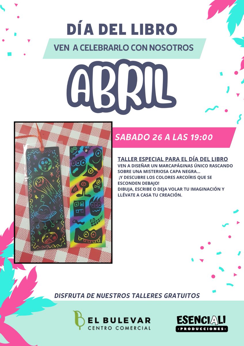 Quieres celebrar el día del Libro 📖con nosotros? ven a @elbulevardeavila y participa en nuestro taller gratuito!! TE ESPERAMOS @_dia_del_libro_ @dia_del_libro25 @Tallerelbulevar