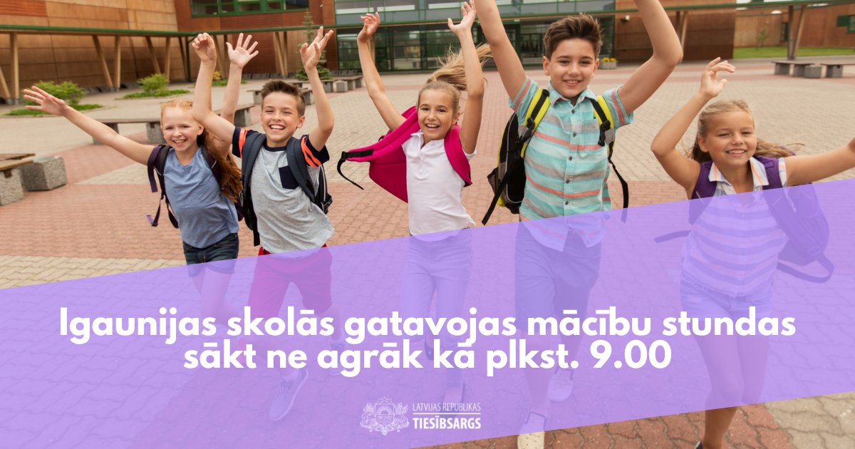 ⏰ Igaunijas skolās gatavojas mācību stundas sākt ne agrāk kā plkst. 9.00. Tikmēr LR Ministru kabinets norāda, ka neredz nepieciešamību normatīvajos aktos īpaši noteikt konkrētu mācību stundu sākuma laiku.
👉 Plašāk lasiet: tiesibsargs.lv/news/igaunijas…