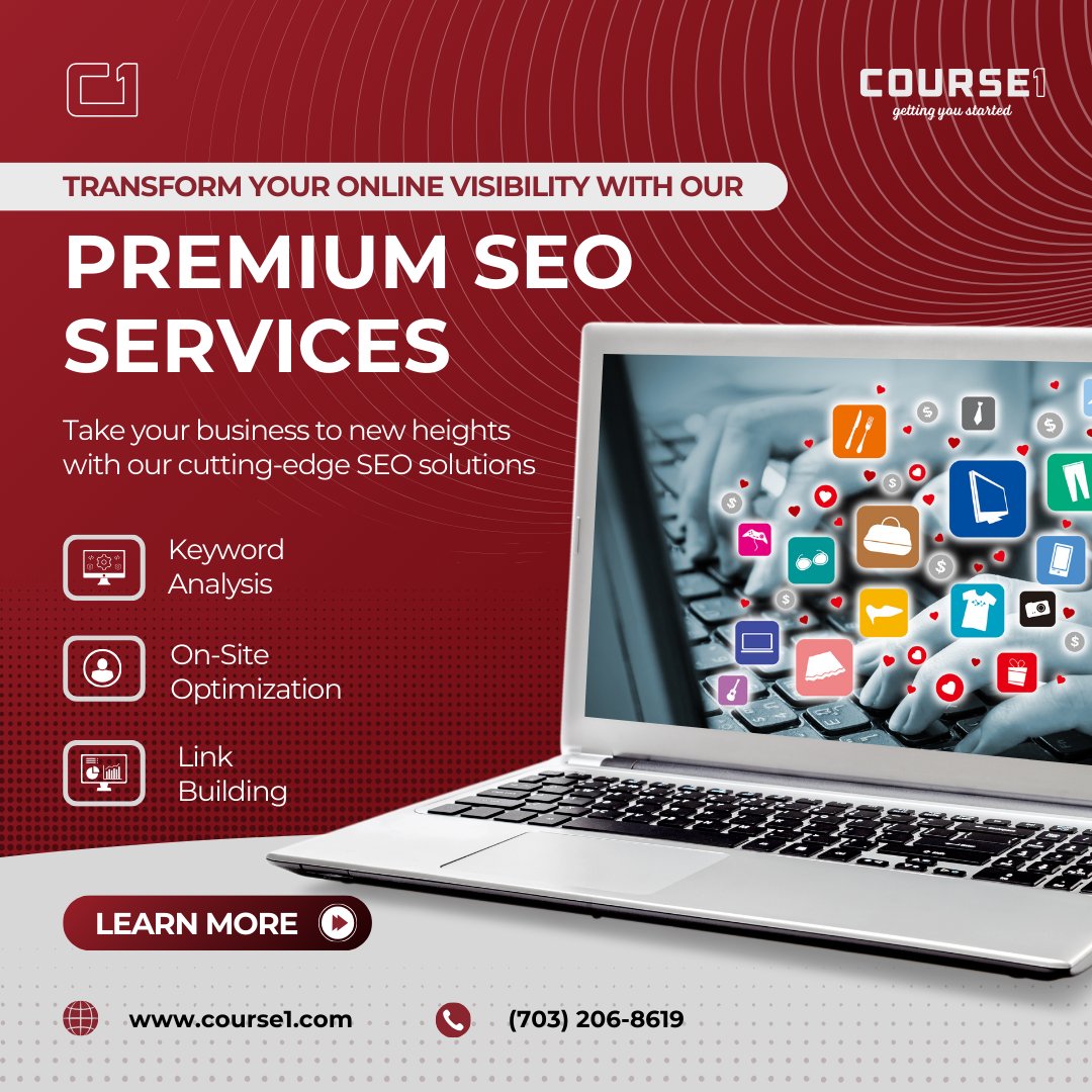 Dominate search rankings with Course1’s Premium SEO services! Our expert team optimizes every aspect of your online presence—from technical SEO to high-converting content—driving targeted traffic that turns into customers.
#SEOSuccess #Course1
