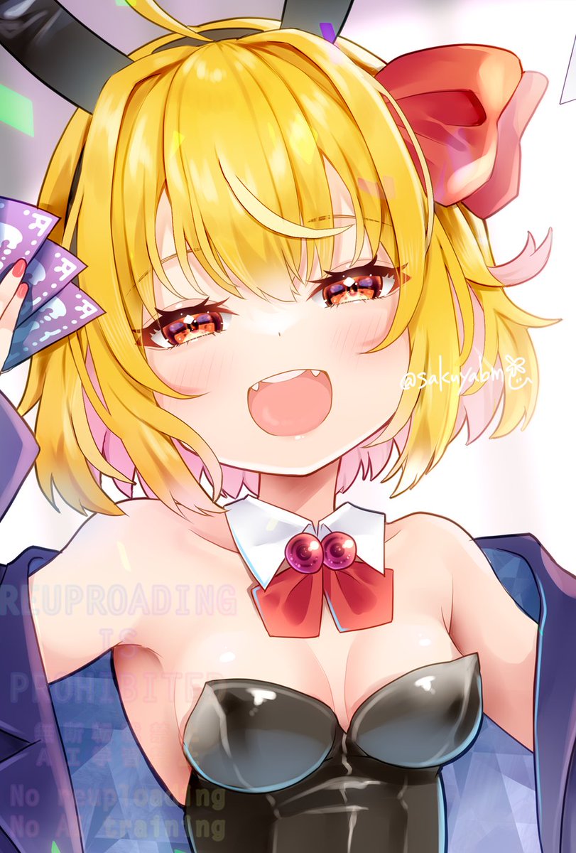 ルーミア(東方プロジェクト) 「例大祭の新刊描き下ろしをチラ見せ!バニーガールなルーミアです#東方Project」|桜谷のイラスト