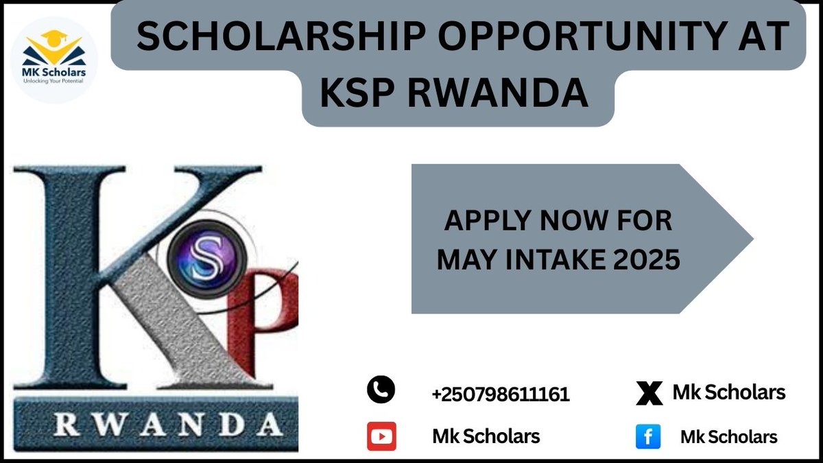MkScholars's tweet image. SCHOLARSHIP OPPORTUNITY AT KSP RWANDA FOR MAY INTAKE

Deadline: April 30, 2025
APPLICATION LINK: mkscholars.com/scholarship-de…
APPLICATION GUIDE VIDEO: youtube.com/watch?v=YyexGO…

#KSPRwanda
#ScholarshipOpportunity
#StudyInRwanda
#EducationForAll
#ScholarshipAlert
#RwandaEducation