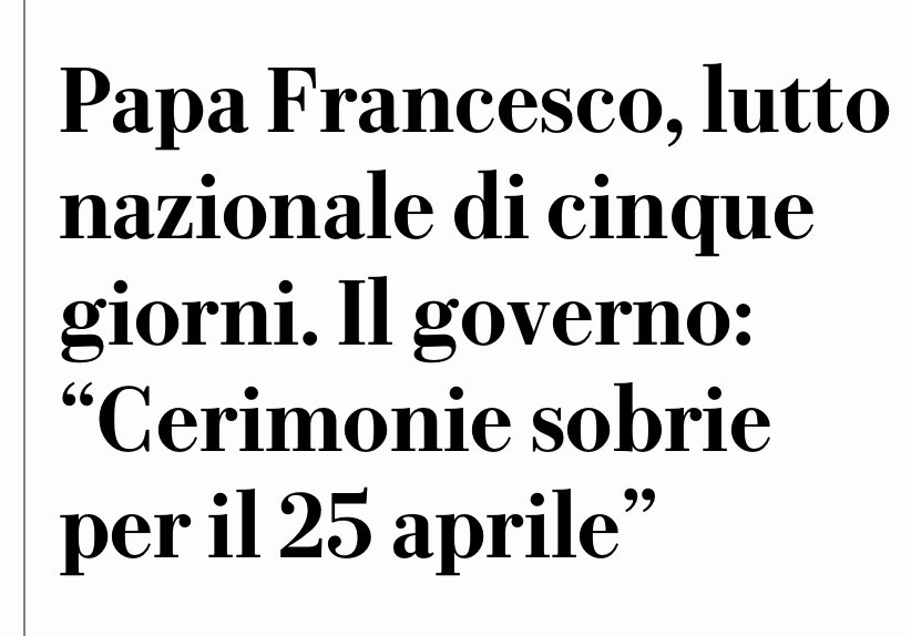 Hanno colto l’occasione per silenziare il più possibile l’anniversario della liberazione dal nazifascismo
Senza vergogna.
Come tutti i leader populisti e nazionalisti che hanno osteggiato e dileggiato Bergoglio in vita e ora accorrono al suo funerale perché è una ribalta mondiale