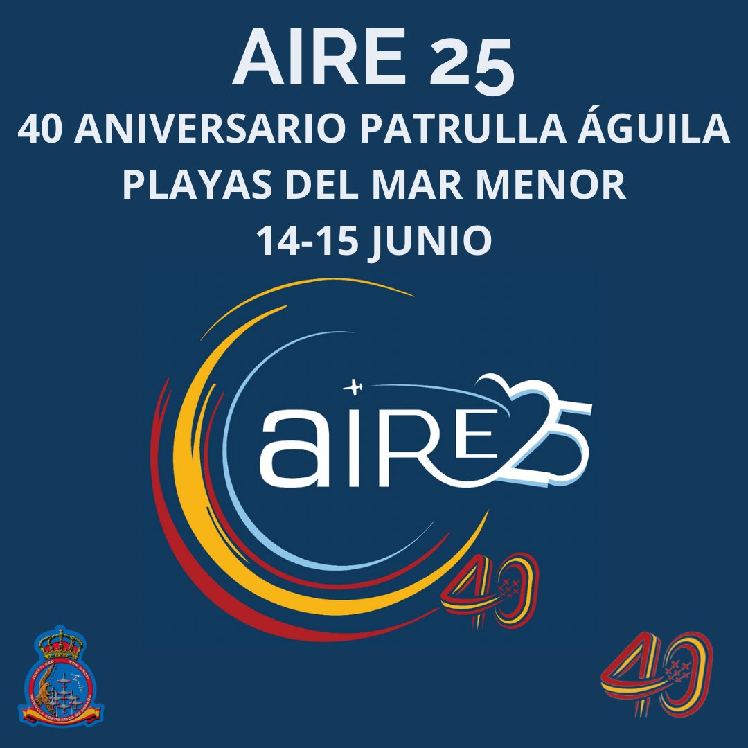 Patrulla Águila - Calendario de exhibiciones 2025

¿Estáis listos para una de las temporadas más especiales de la Patrulla? Según se vayan acercando los eventos os daremos más detalles. 😉