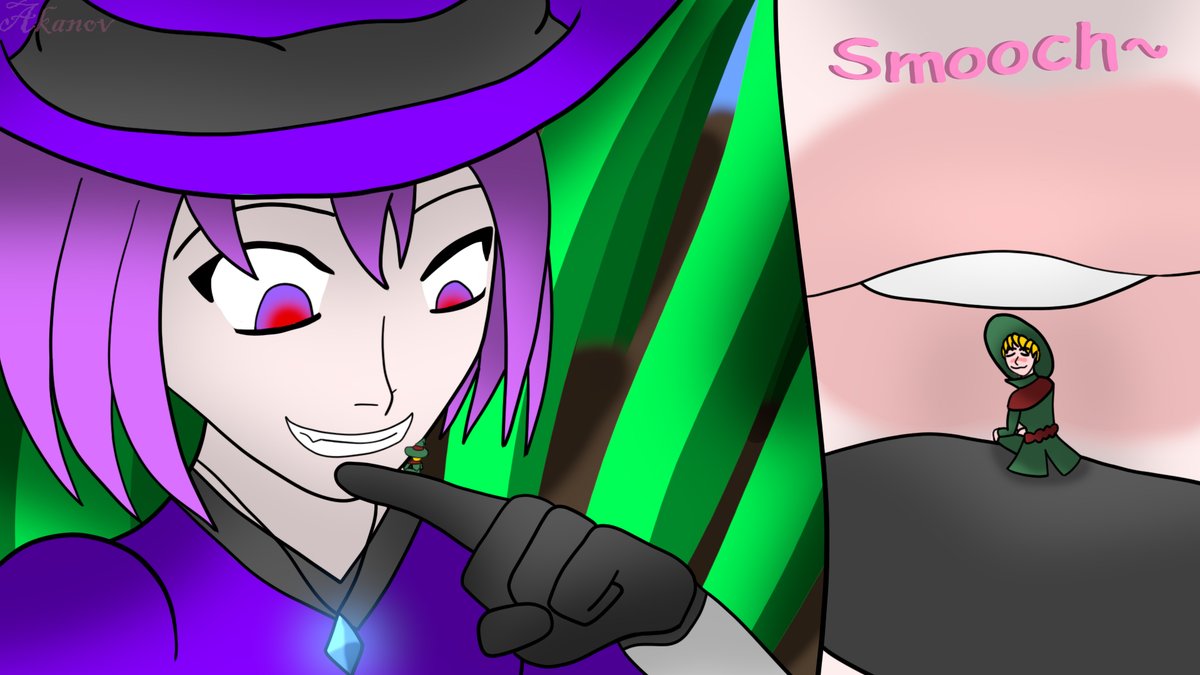 An adventurous size-shifting witch came across a fellow adventurer who is less able to change their own size. Even though she's unable to help his predicament, she's willing to give him a kiss for good luck~

A birthday gift for <a href="/MinuteBuilds/">A Smol Fren</a> ! It's a bit late but I did it!