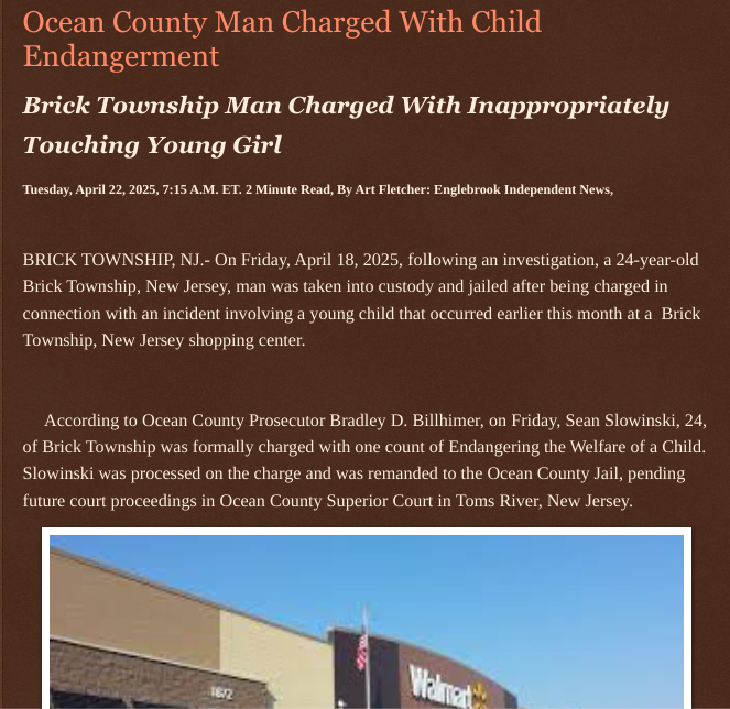 ArtFletcher9's tweet photo. Ocean County Man Charged With Child Endangerment https://t.co/xHbrBkNbpH via @Englebrooknews #newjersey #oceancountynj #bricktownshipnj #child #endangerment #arrest #charged @wireless_step @HRG_Media @LodiNJNews @SugarMAGA @fordmb1 @SarahGeving1 @Shannon96574094 @Daytobehappy @janninereid1 @gator4kb18 @MichelleF_35 @TrumpWasRite @KathyKbrose @RobGerundo @JimBobW49
