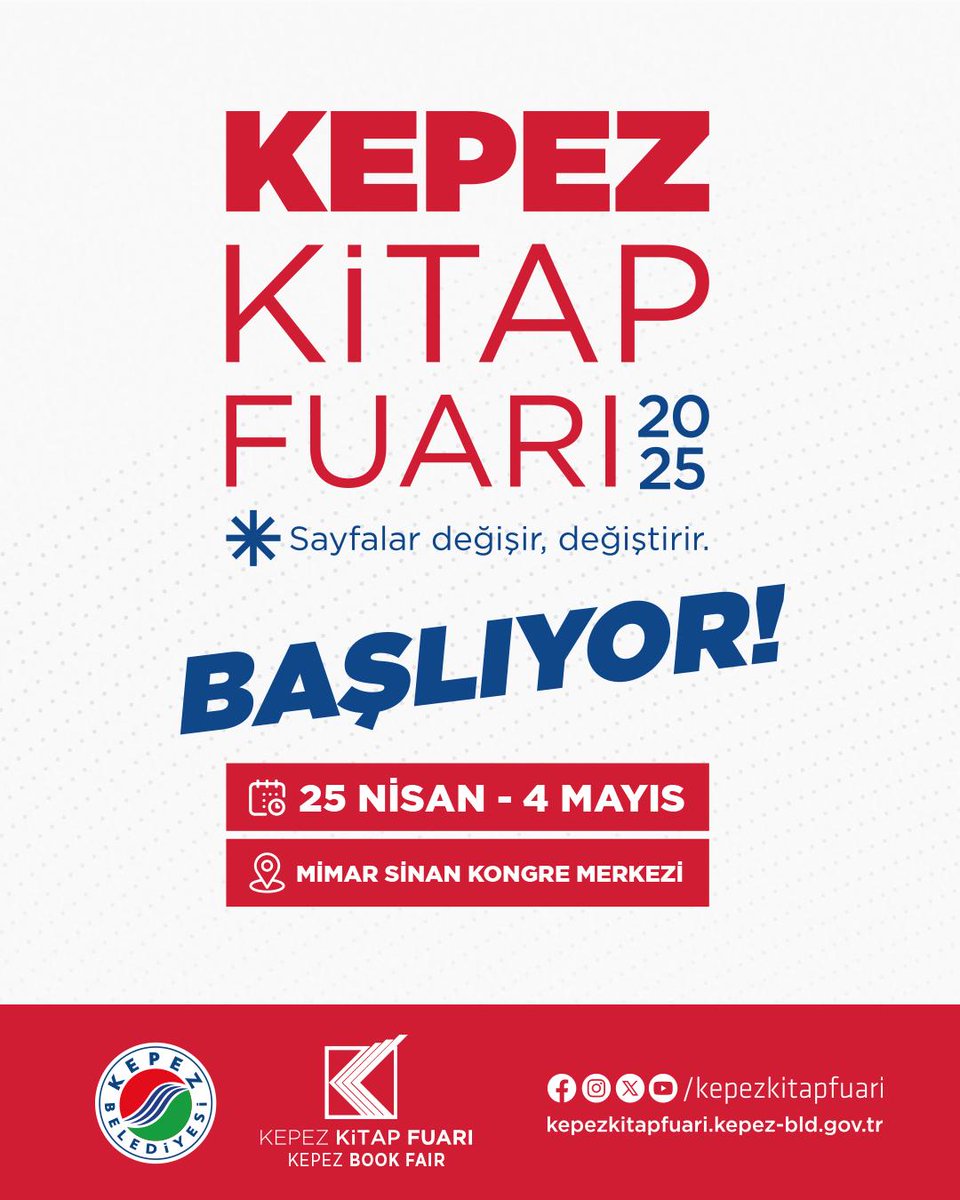 Kepez Kitap Fuarı 2025 Başlıyor!

Antalya’nın kültür hayatına renk katacak Kepez Kitap Fuarı, 25 Nisan – 4 Mayıs tarihleri arasında Mimar Sinan Kongre Merkezi’nde kitapseverlerle buluşuyor.

Kepez Belediye Başkanı Mesut Kocagöz’ün davetiyle, edebiyat dolu bu günleri kaçırmayın!