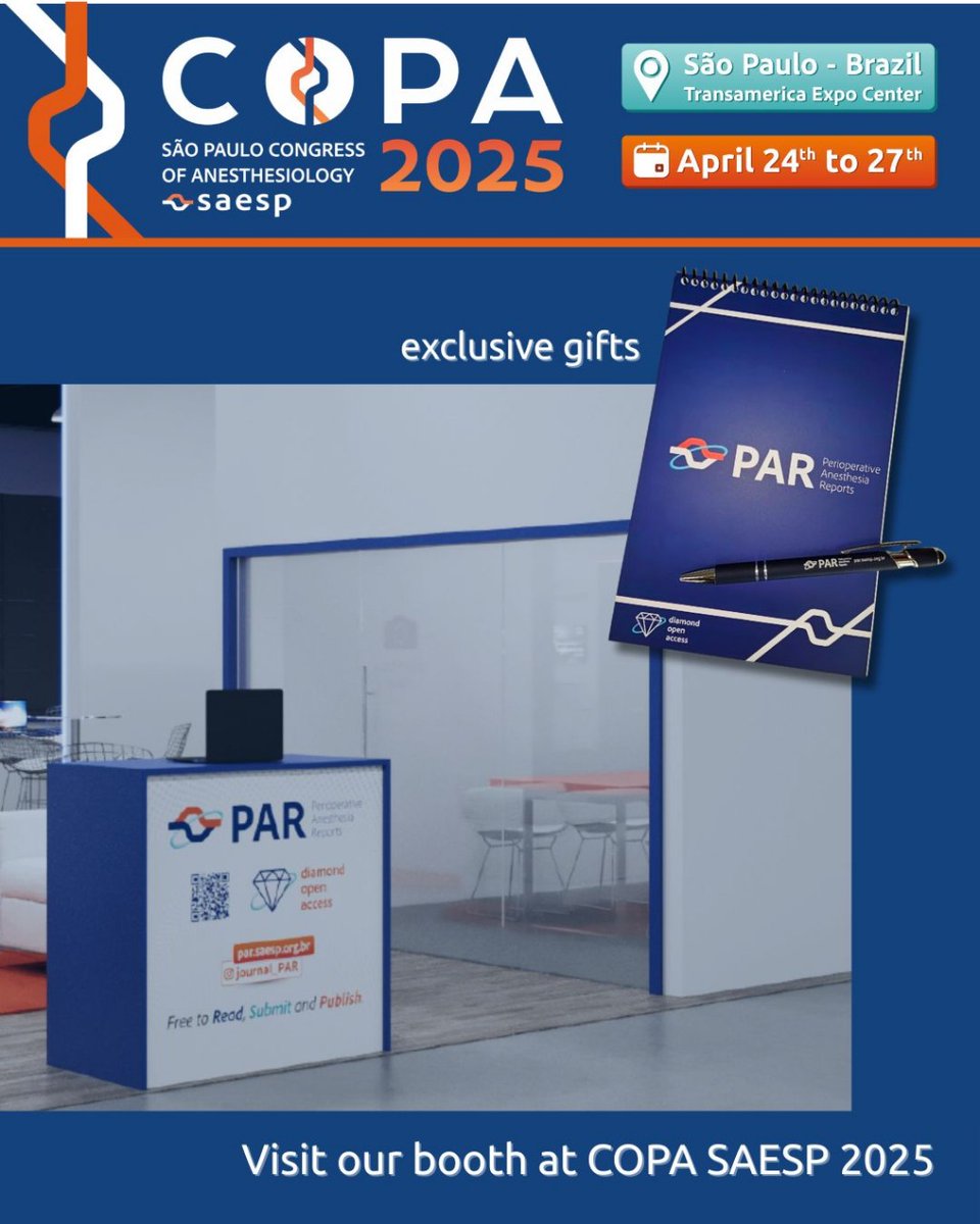 📢 Visit our booth at COPA SAESP 2025
📆 April 24–27, 2025
📍Transamérica Expo Center, São Paulo, Brazil
copa2025.saesp.org.br
#copasaesp2025 #journalPAR