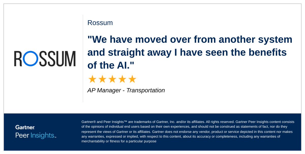 Make the switch today and experience the benefits of true AI invoice processing automation. 

We’re #TeamRossum, and teams like yours could also be cutting costs, crushing month-end, and never looking back.

Read the full review here: gtnr.io/kJIZrOHWL  #Rossum