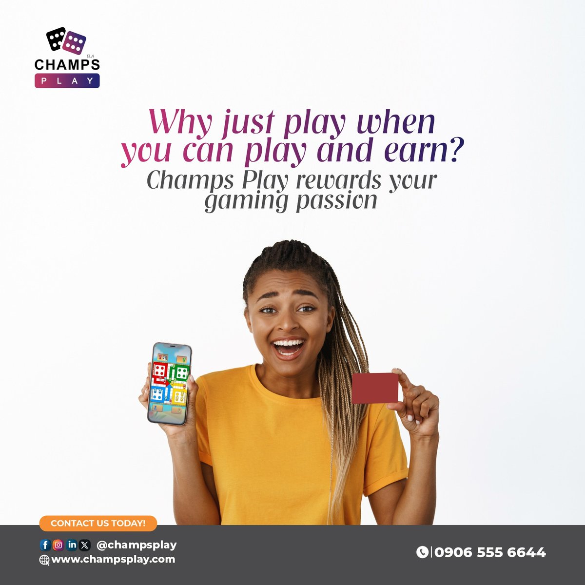 champsplayng's tweet image. Why just play when you can play and earn?  
With Champs Play, your gaming passion turns into real rewards.  
Download. Play. Win. Repeat.

🎲 Are you ready to level up?

#ChampsPlay #PlayAndEarn #GameSmart #MobileGaming #WinBig #GamingCommunity #ChampsLife #EarnWithFun