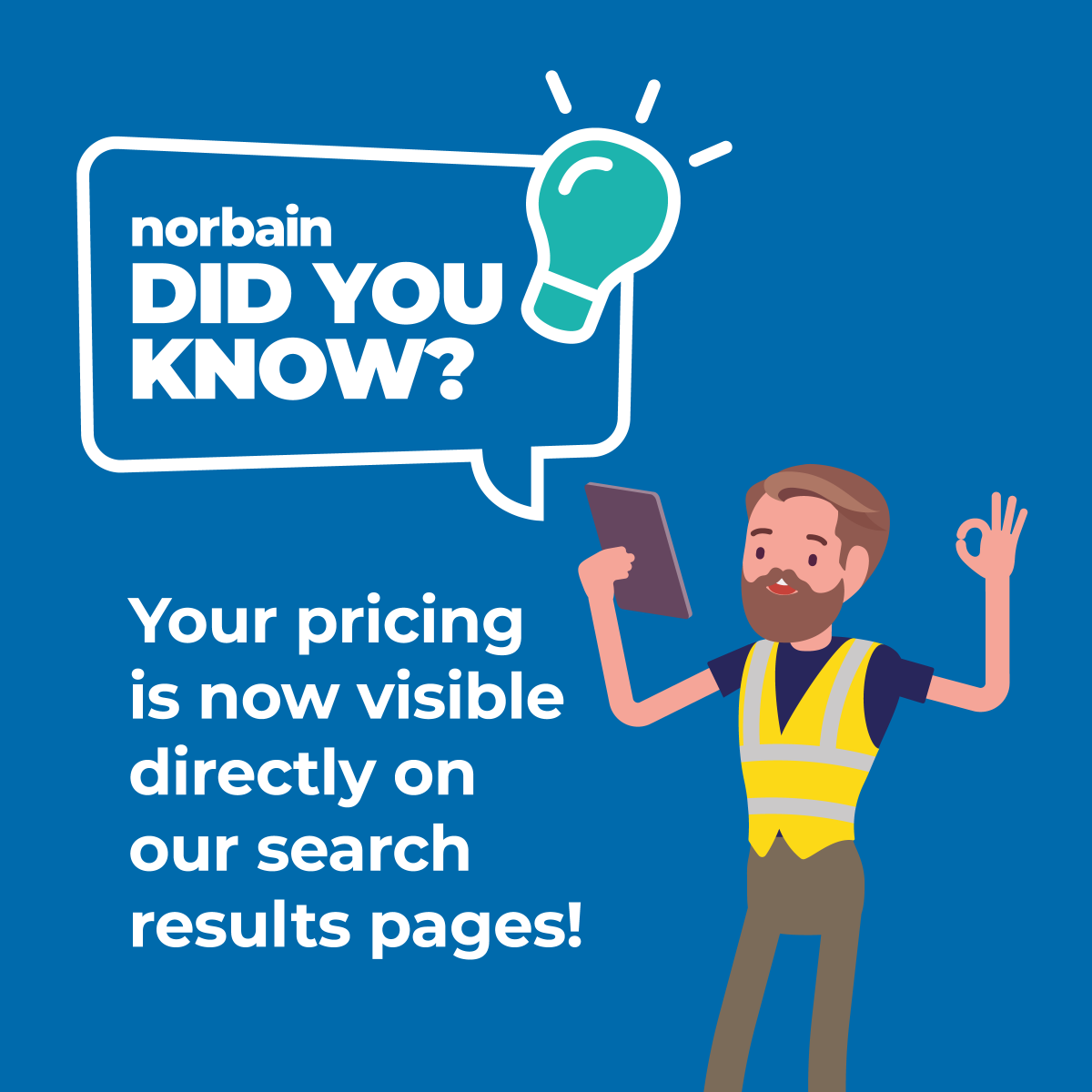 Norbain's tweet image. Did you know that your pricing is now visible directly on our search results pages! 🎉
No more clicking into each product to see your price – it’s now right there for easy comparison. 
Log in to view your pricing 👉hubs.la/Q03ctcQZ0
#norbain #websiteupdate #quickandeasy