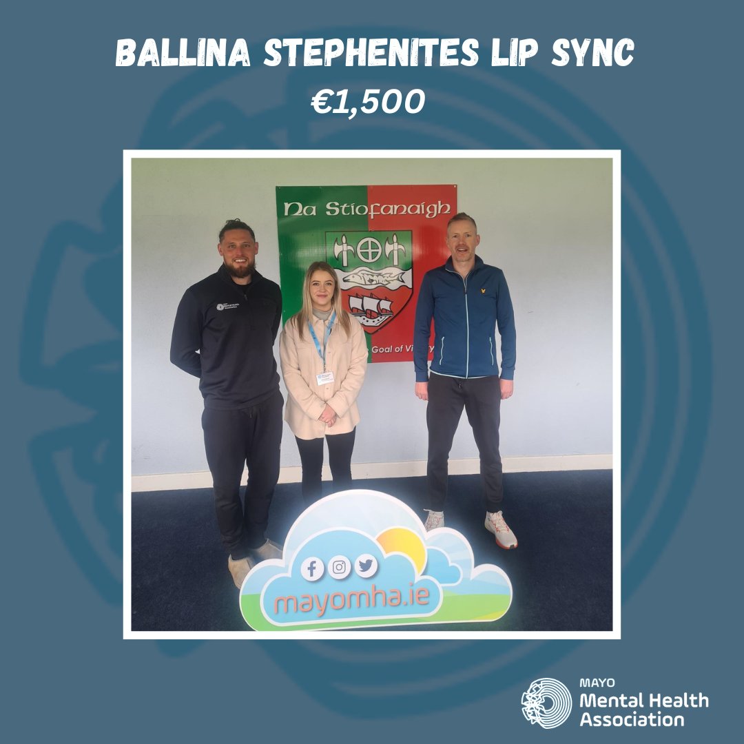 Mayo Mental Health Association (@mayomha) on Twitter photo Massive thank you to Eanna MacHale, all of the Ballina Stephenites Committee, and everyone that helped with the recent Lip Sync Fundraiser in aid of Mayo MHA.
A further thank you to everyone who donated and helped with the smooth running of the event👏
<a href="/NaStiofanaigh/">Ballina Stephenites</a> Massive thank you to Eanna MacHale, all of the Ballina Stephenites Committee, and everyone that helped with the recent Lip Sync Fundraiser in aid of Mayo MHA.
A further thank you to everyone who donated and helped with the smooth running of the event👏
<a href="/NaStiofanaigh/">Ballina Stephenites</a>