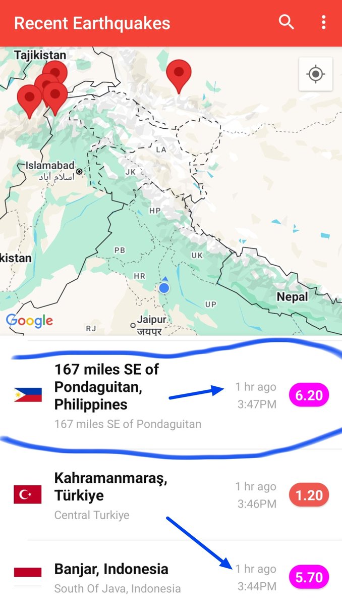 Kiranjoshi900's tweet photo. #BREAKING ๐ฑ๐ฑ
Strong earthquake M 6.2 #Philippine
My prediction successful
Date & Time check out ๐๏ธ๐๏ธ๐๏ธ
Also indonesia M 5.7
#earthquake #lindolph
#lindol #KEPULAUAN #TALAUD, #INDONESIA #Pondaguitan https://t.co/Yl0SVXnqyO