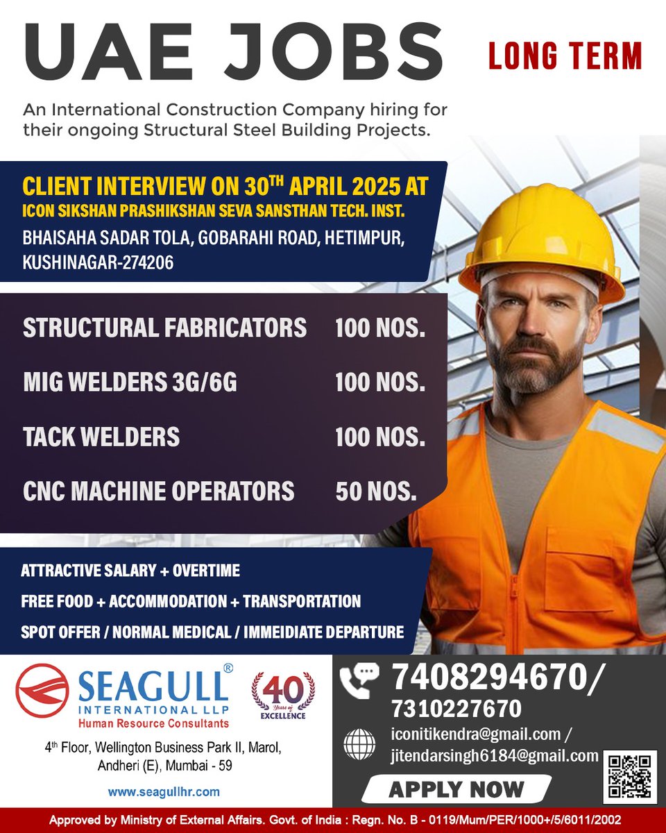 hrd1_seagull's tweet photo. 🇦🇪UAE Jobs 
💻Client Interview On 30th April At Icon Sikshan Prashikshan Seva Sansthan Tech Inst
📍Location - Kushinagar
 .

.

.
#uaejobs #seagull #structuralfabricator #tackwelder #cncmachineoperator https://t.co/tr6cblkG6K