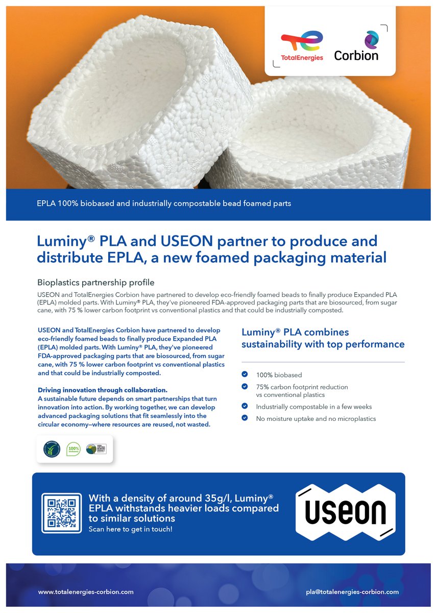 This #EarthDay, we highlight how industrial #composting enables circular solutions like #compostable foamed packaging. These #bioplastics are designed to disintegrate and biodegrade into CO₂, water, and biomass — turning waste into valuable resources.
🔗 totalenergies-corbion.com/about-pla/comp…