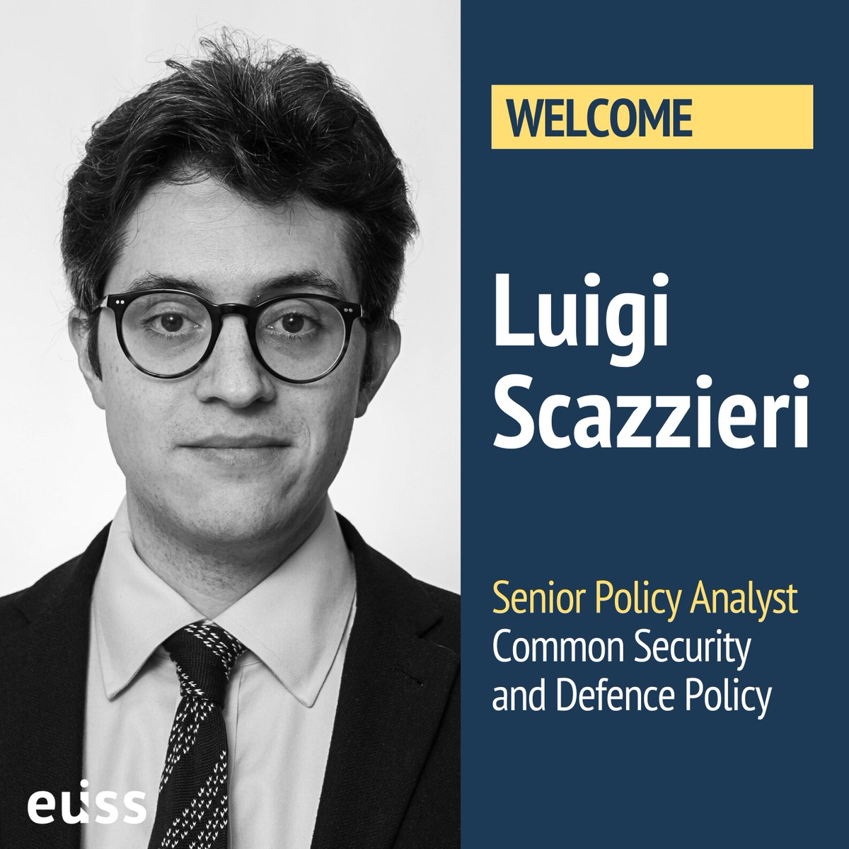 EU Institute for Security Studies (@eu_iss) on Twitter photo 📢 We are thrilled to welcome <a href="/LScazzieri/">Luigi Scazzieri</a> as our new Senior Policy Analyst for Common Security and Defence Policy (#CSDP)!
👋 Welcome to the EUISS team, Luigi! 📢 We are thrilled to welcome <a href="/LScazzieri/">Luigi Scazzieri</a> as our new Senior Policy Analyst for Common Security and Defence Policy (#CSDP)!
👋 Welcome to the EUISS team, Luigi!