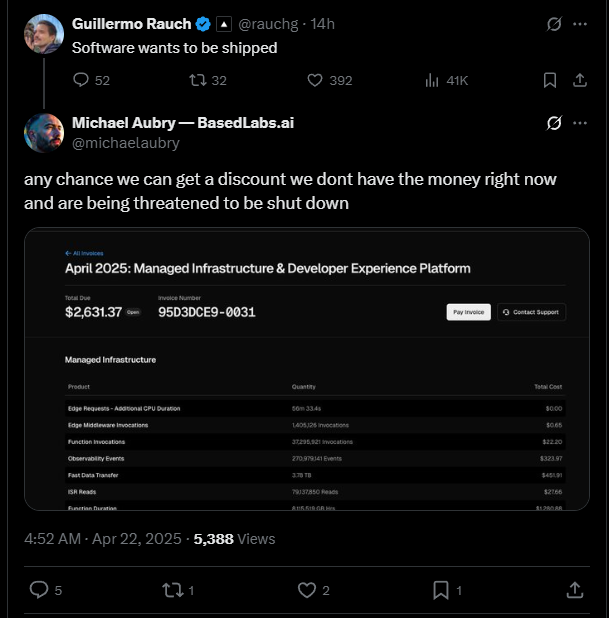 fiction: $110k MRR
reality: crying over $2.5k bill 
<a href="/michaelaubry/">Michael Aubry — BasedLabs.ai</a>