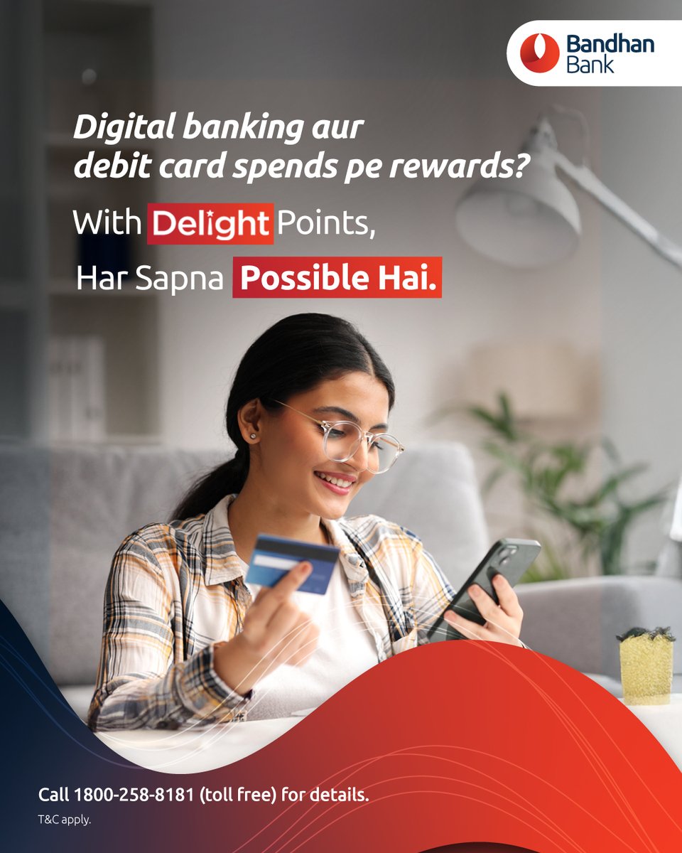 bandhanbank_in's tweet photo. Banking just got rewarding! Earn #DelightPoints and redeem them effortlessly on flights, hotels, bus bookings, movie tickets, electronics, apparel, beauty, and more.
Explore now: https://t.co/3f0TNKue2H
T&C apply. #Delights #BandhanBank #PossibleHai #HarSapnaPossibleHai https://t.co/oC5KuPMOv7