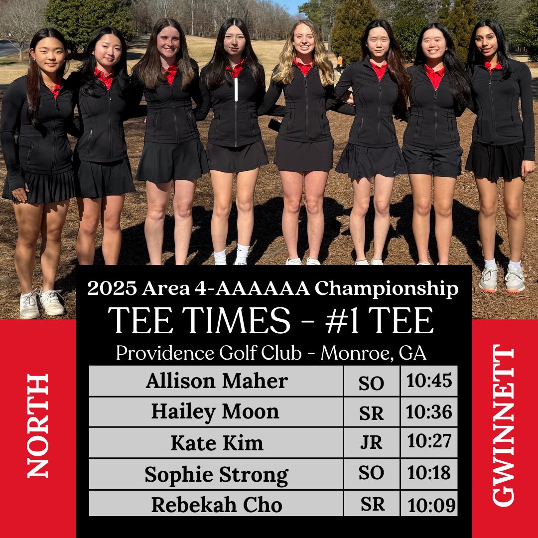 Another step for our golf teams this season - Area 4-AAAAAA Tournament at Providence Club.

Live scoring on the GHSA Golf App!

<a href="/NGHSAthletics/">North Gwinnett Athletics</a> 
<a href="/GDPsports/">Gwinnett Daily Post</a> 

#NorthGolf ⛳️🏆🐾