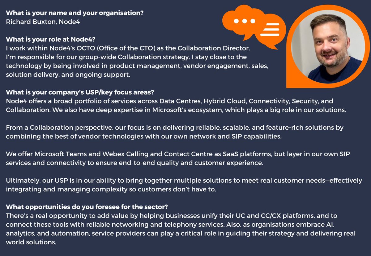 We are delighted to share with you our new spotlight piece focussing on Richard Buxton from <a href="/Node4Ltd/">Node4</a>  Ever since their beginnings in 2004, Node4 have always been passionate about technology and the impact it can have on your organisation. 
Full interview: commscouncil.uk/in-focus-node4/