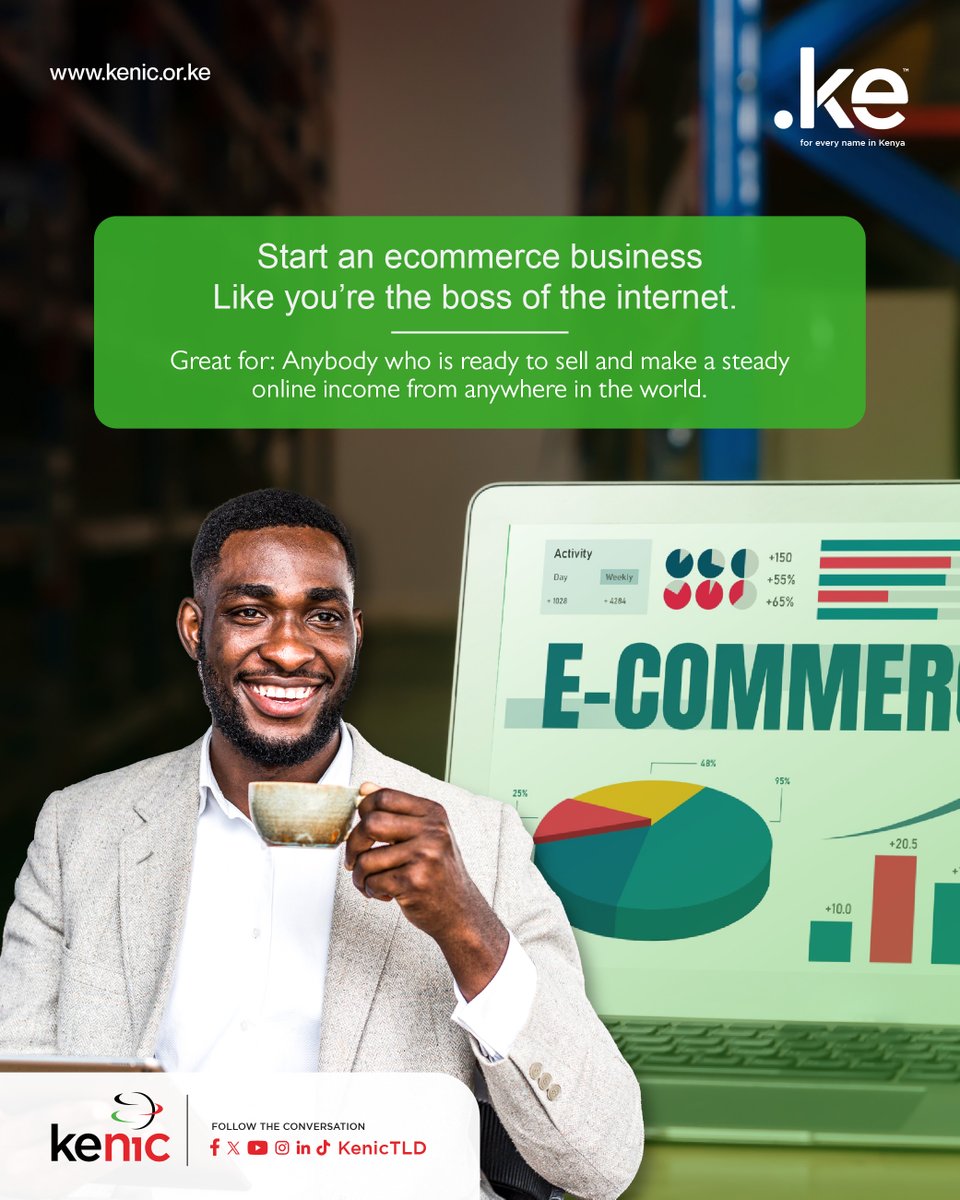 He wanted more than a 9 to 5 — he wanted freedom.
With a .KE domain, he launched a trusted online store, Kenyan-made and world-ready. 
Now he runs his business from anywhere, coffee in hand. With .KE, he didn’t just go online — he took charge.
Learn more: kenic.or.ke