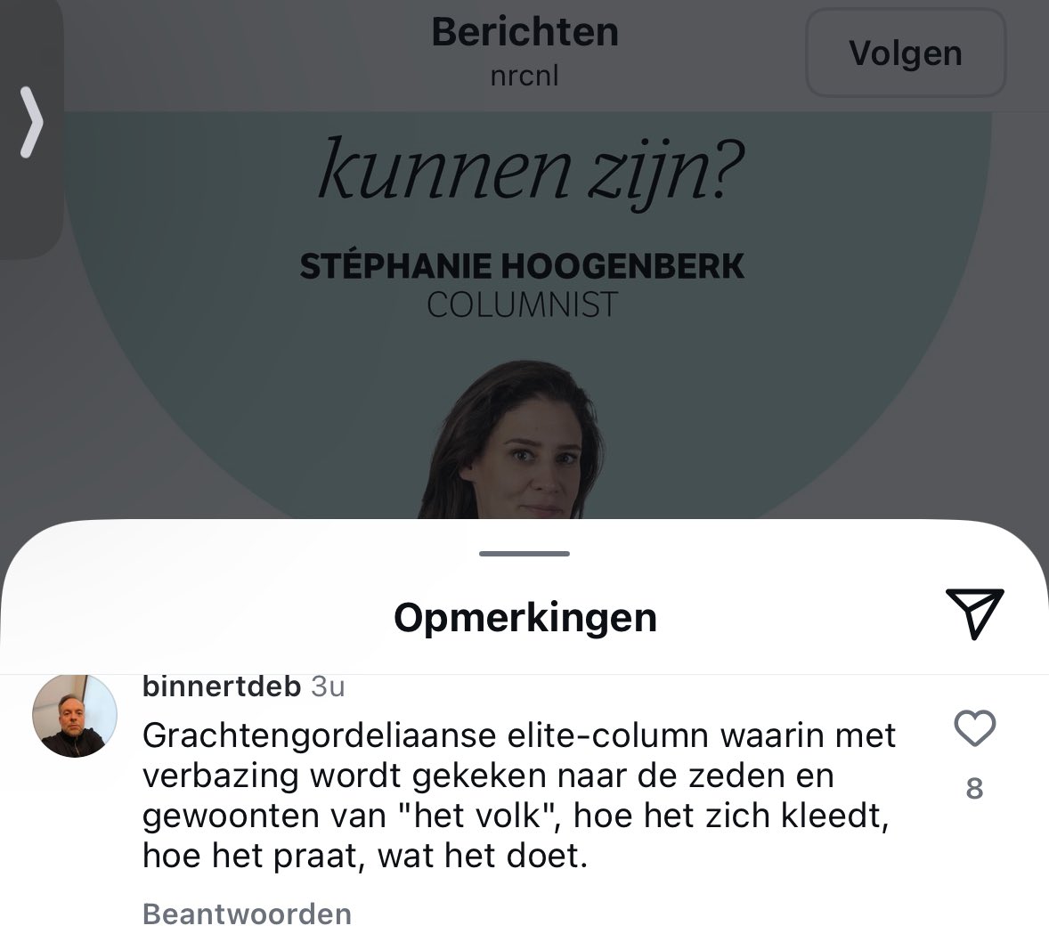 Wat is het moeilijk om zulke ontstellend domme comments te lezen. Nicolette en Bas tot “het volk” bestempelen. Dan sla je echt de plank mis. Zeker als HvA-docent.