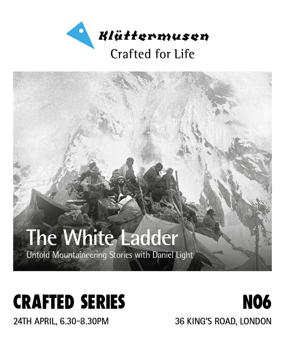 Discover the explorers, mapmakers, and thrill-seekers
who shaped mountaineering history and the relentless pursuit of altitude with <a href="/Klattermusen/">Klättermusen</a> and <a href="/danlight/">Daniel Light</a> on Thursday 24th April!

Tickets available here ➡️ eventbrite.com/e/klattermusen…