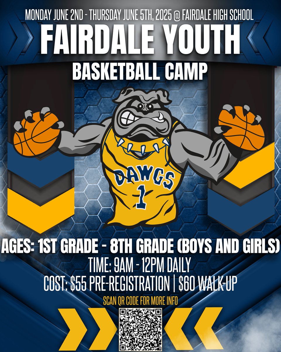 Registration for the Fairdale High School Youth Basketball Camp is now open and filling up. The camp will be conducted by Coach Michael Stinnett and his Fairdale coaching staff and players. 
*Emphasis on Fundamentals of the Game
Registration Info: docs.google.com/document/d/1AB…