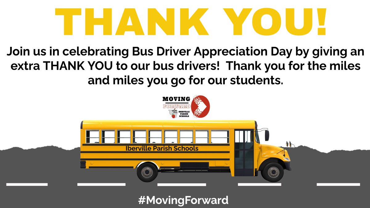 We're sending a big THANK YOU to our bus drivers on National School Bus Driver Appreciation Day! We appreciate you being our students' first and last point of connection for the school day! #MovingForward